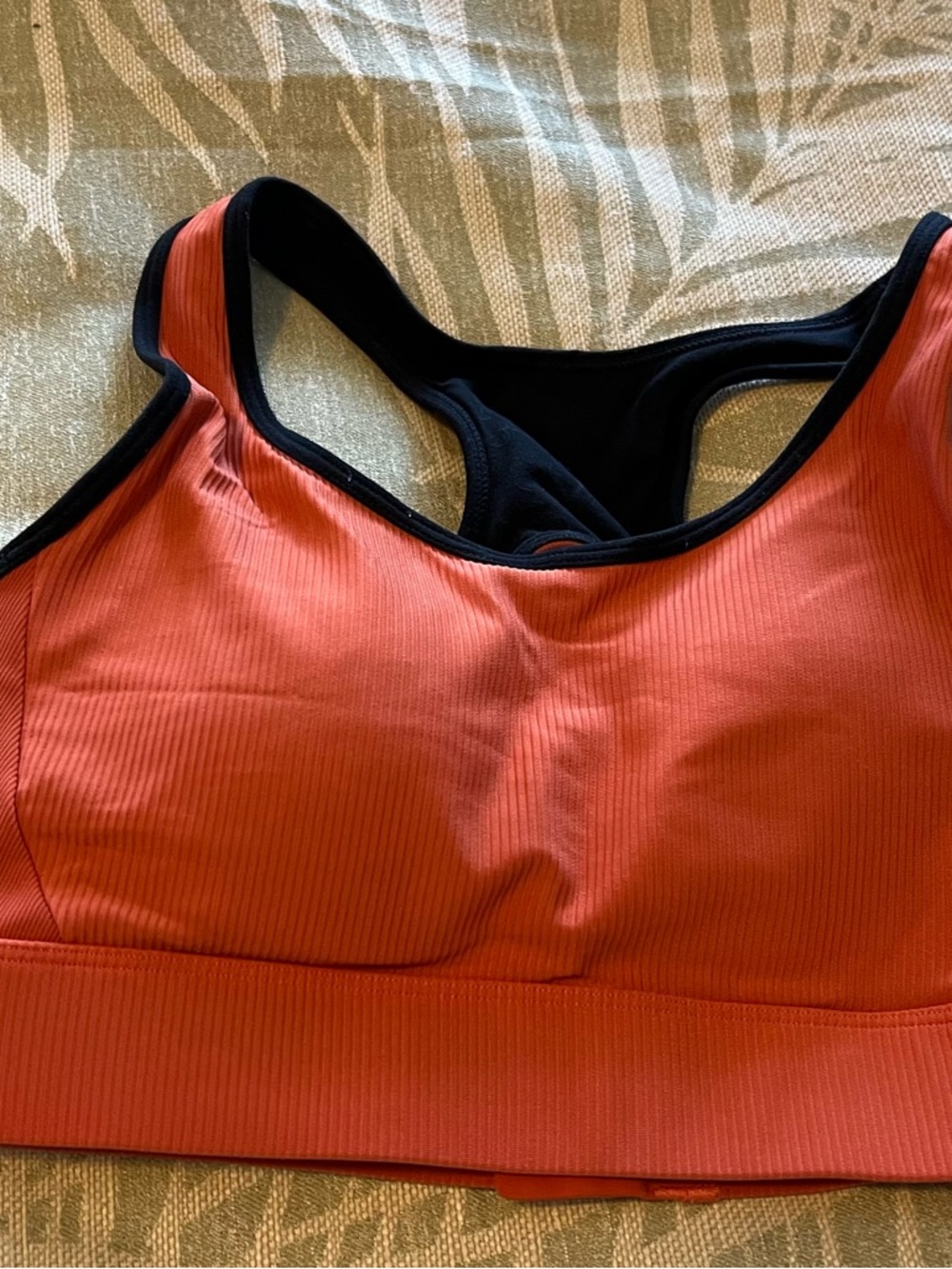 Burnt Orange Ribbed Premium Adjustable Sports Bra - size Medium